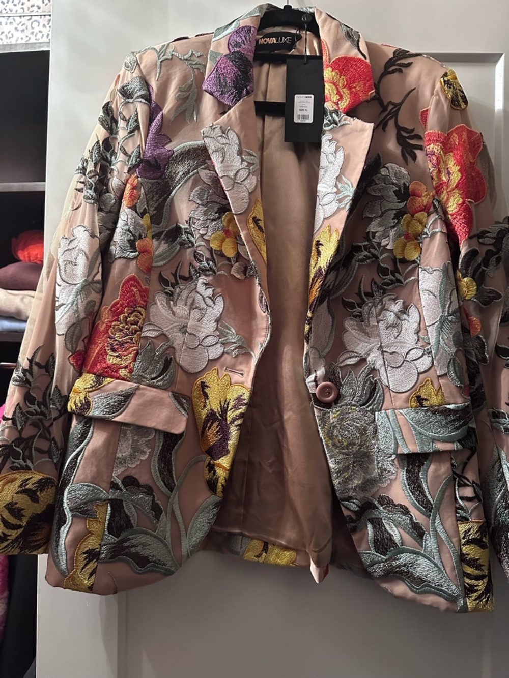 Fashion Nova Nude Floral Embroidered Blazer XL - Picture 8 of 9